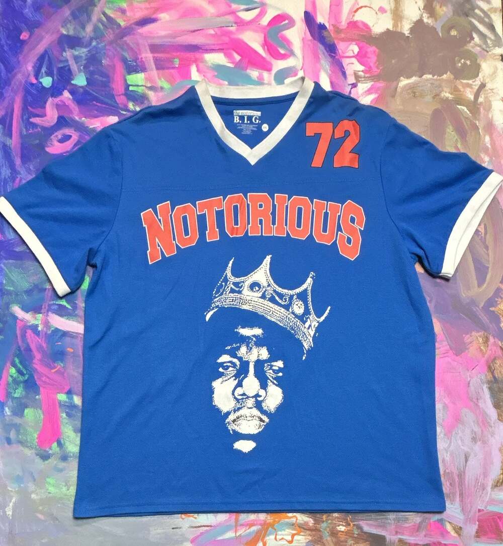 Notorious B.I.G.  Biggie Graphic Mesh Football Jersey Style Shirt